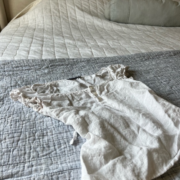 Brandy Melville White Ruffled Cap Sleeve Blouse - Picture 10 of 10